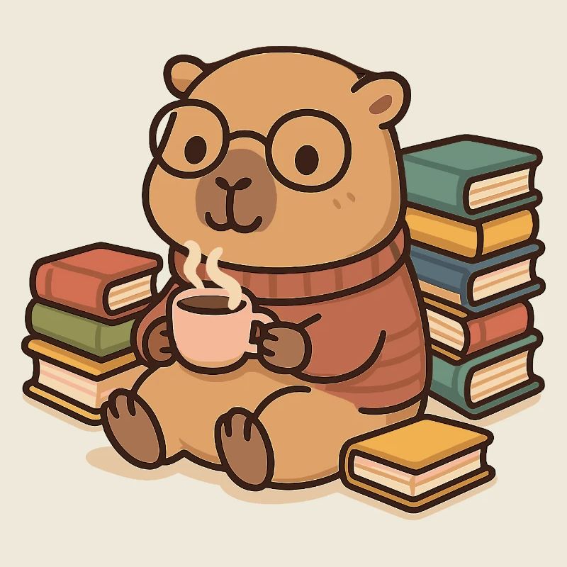 Capybara Leseratte – Bücher & Kaffee ☕📚