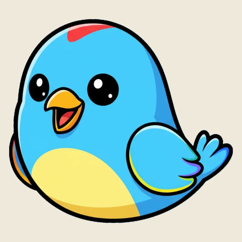 Joyeux oiseau bleu dessin animé