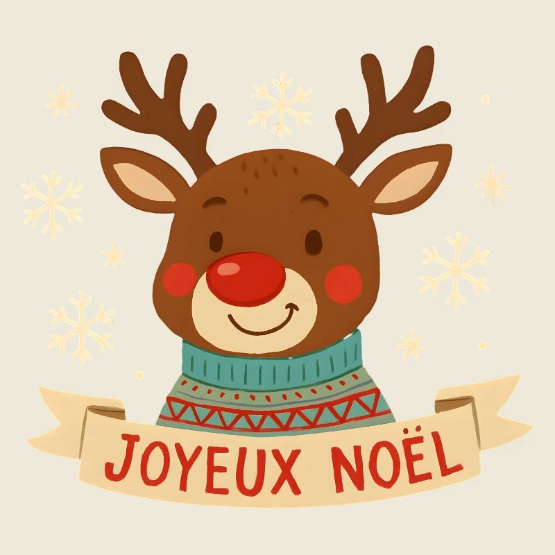 Renne Noël au visage souriant