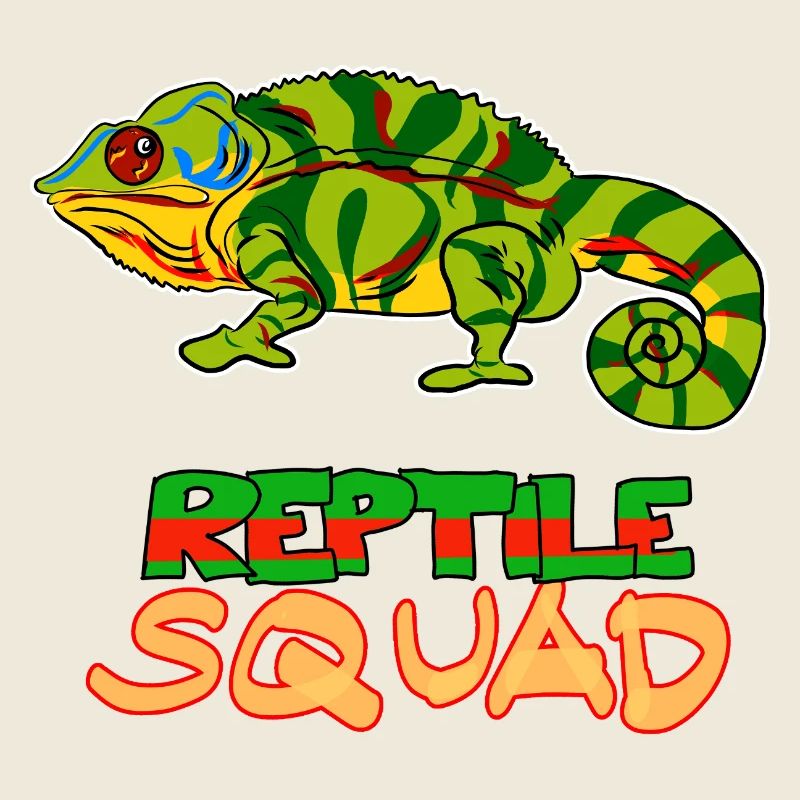 Reptile Squad Colorful Chameleon Art
