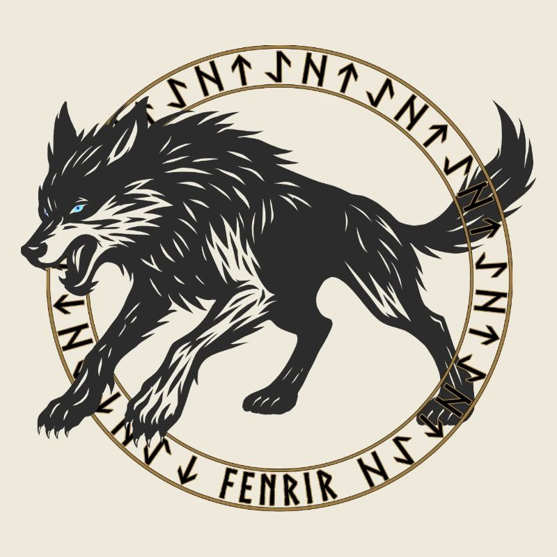Fenrir im Wikinger-Runen-Kreis