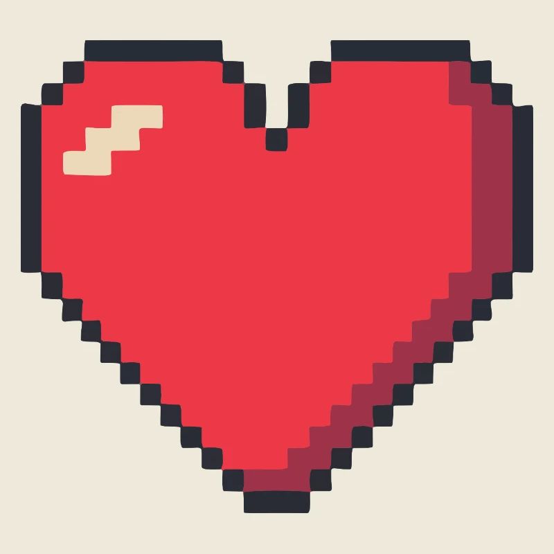 Pixel Art Herz Rot 8-Bit Retro Liebe
