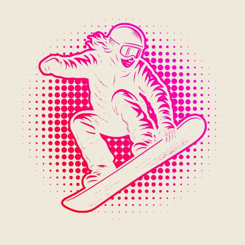 Style Halftone de snowboarder néon