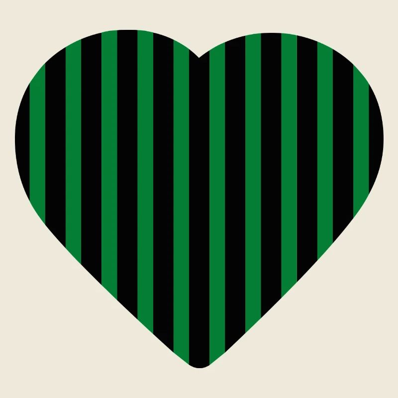 Cœur rayé vert contre noir vert-noir