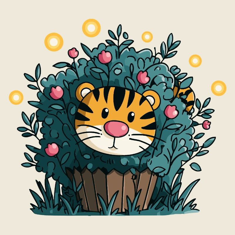 Tiger im Blütenbusch