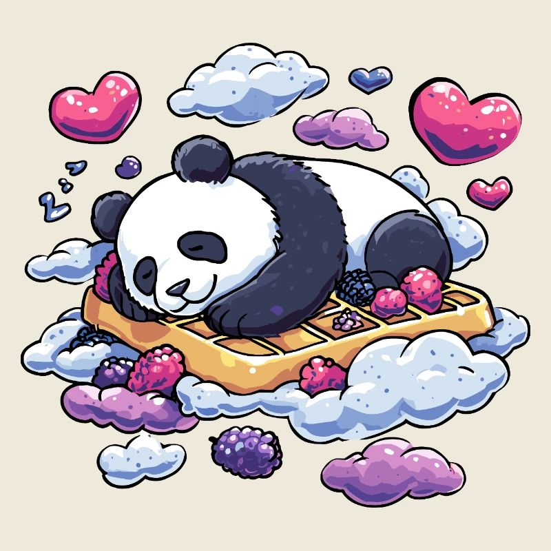 Panda Traum auf Waffelwolken