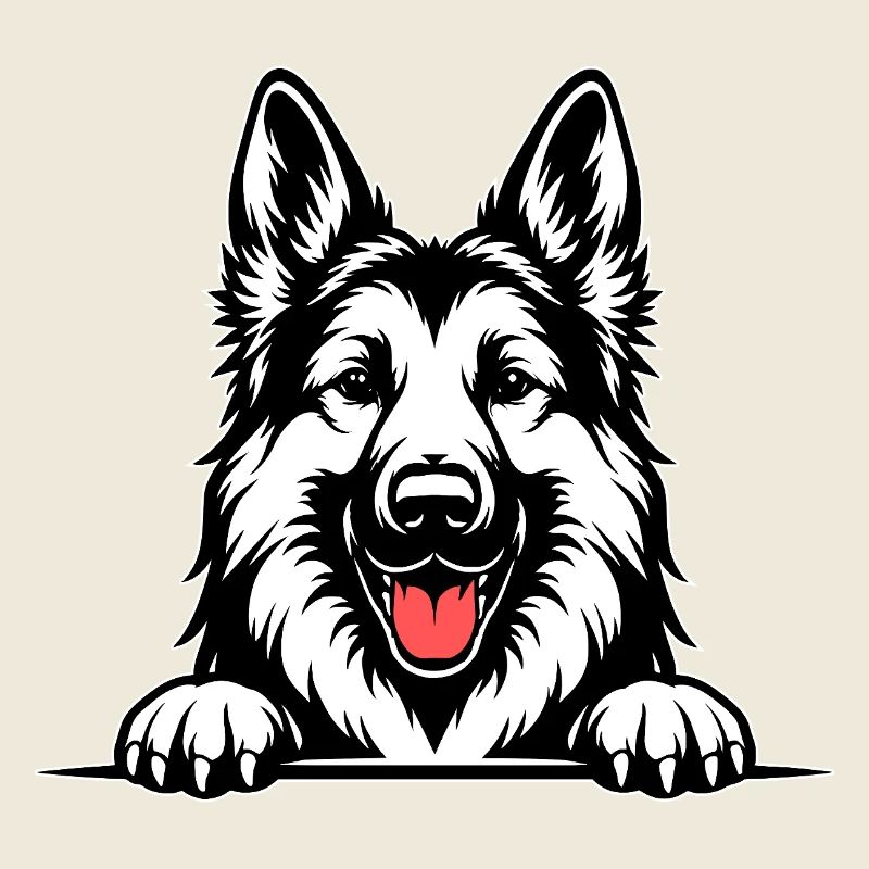 German Shepherd Portrait with Paws