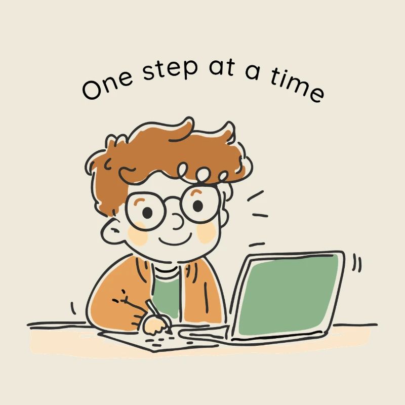 One Step at a Time – Süßer handgezeichneter Charak