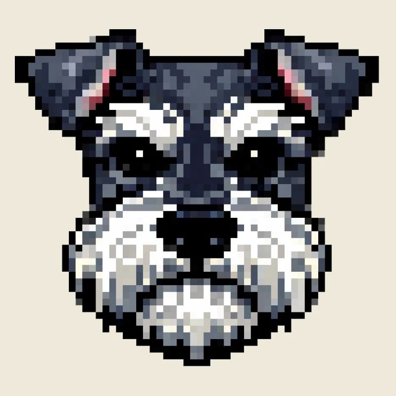 Portrait de Schnauzer de Pixel Dogs dans un style rétro