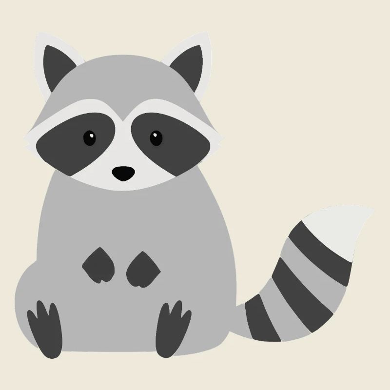 Süßer sitzender Waschbär minimalistischen Stil