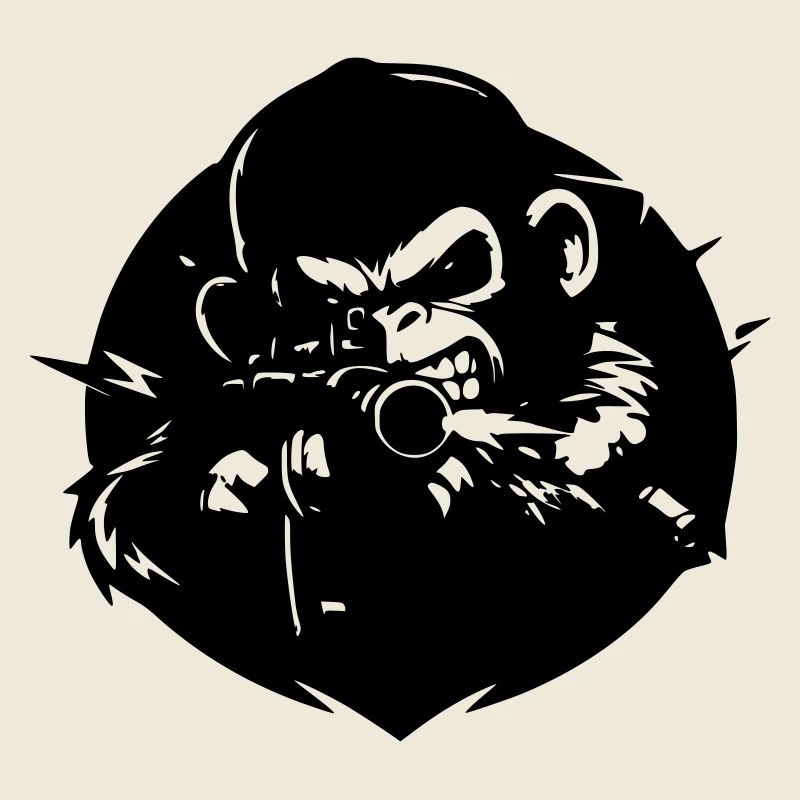Singe avec fusil 