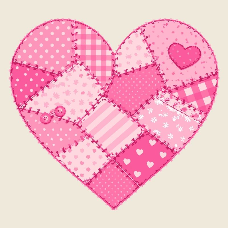 Cœur patchwork en quilt rose