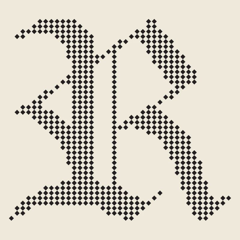 Typographic R Gothic Letter Design