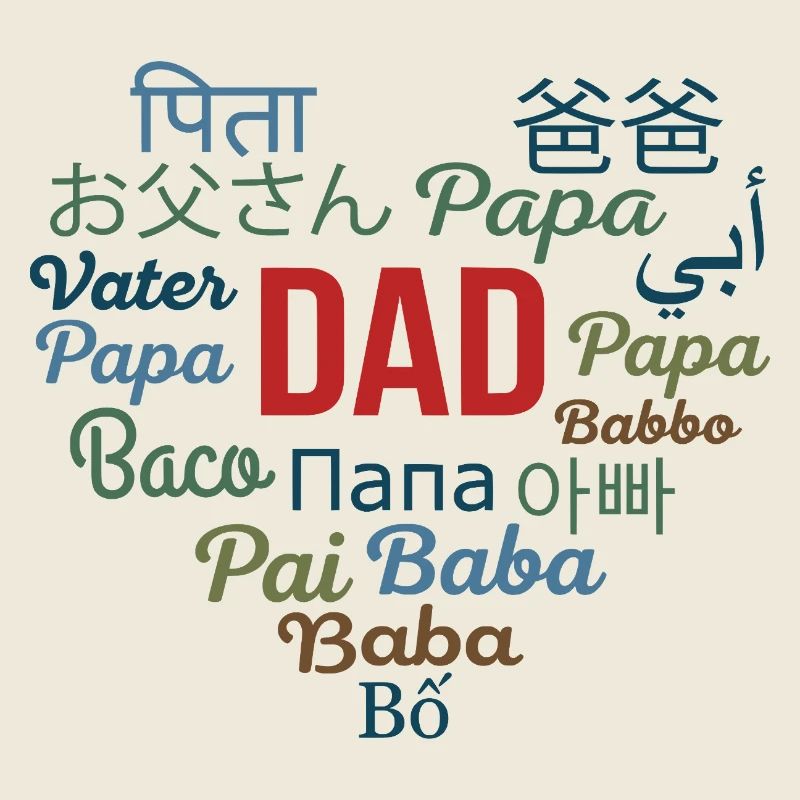 Dad In Many Languages Heart World Father Gift