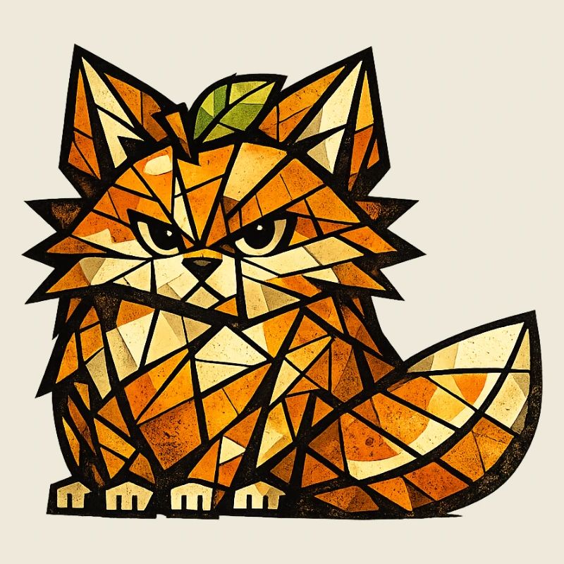 Version cubisme du Renard Orange