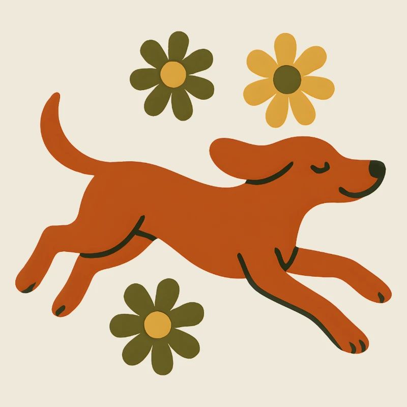 Chien joyeux dans le parc de fleurs