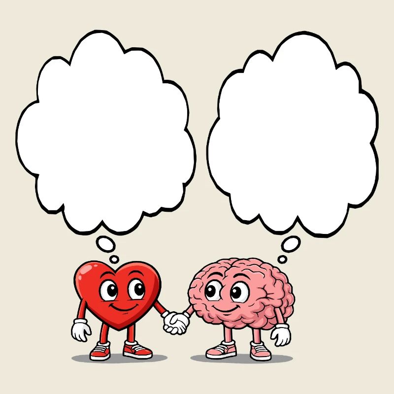 Cœur et cerveau se tenant la main