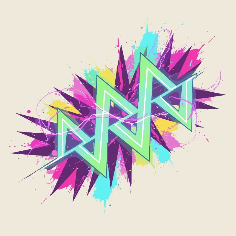 Neon Zickzack Graffiti