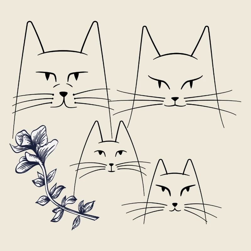 Cats with flower tendril