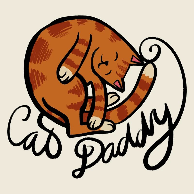 Curled Tabby Nap Illustration