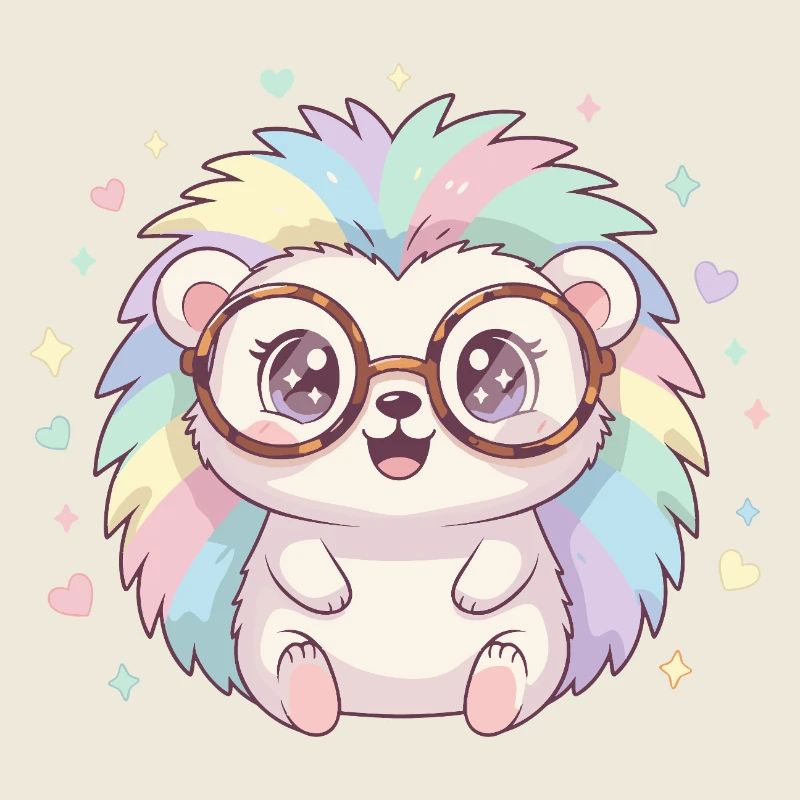 Rainbow hedgehog with glasses