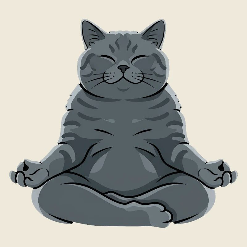 Meditierende Graue Katze