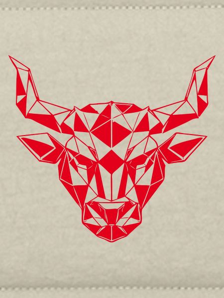 Roter Low-Poly Stierkopf