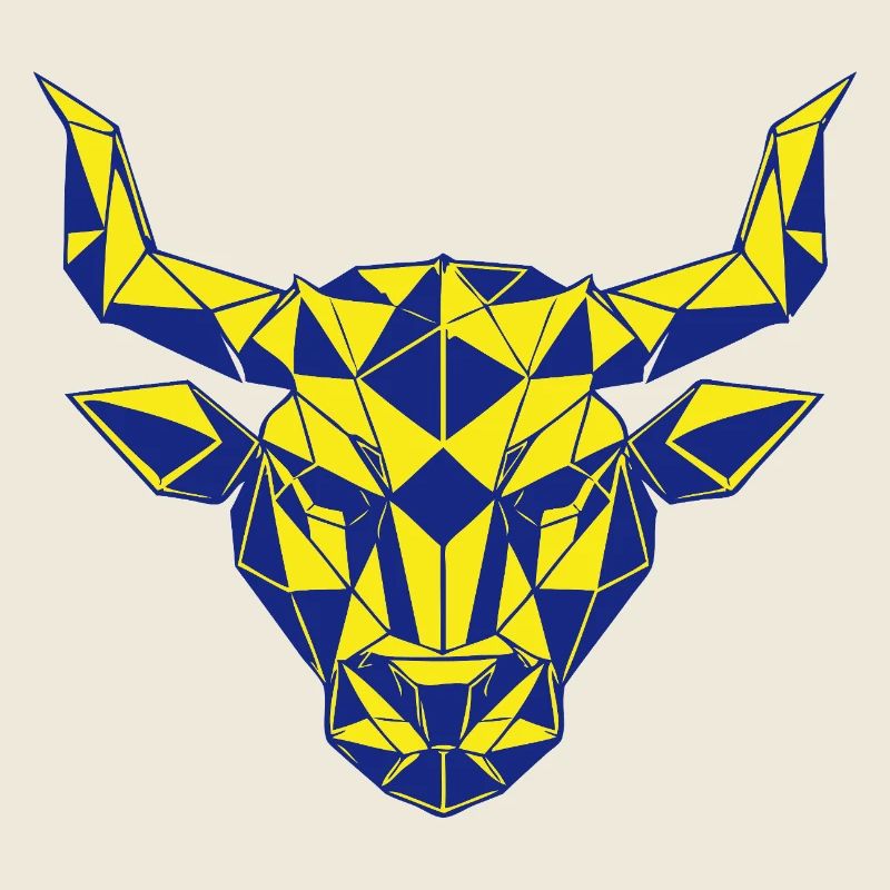 Geometrischer Stierkopf Gelb-Navy 