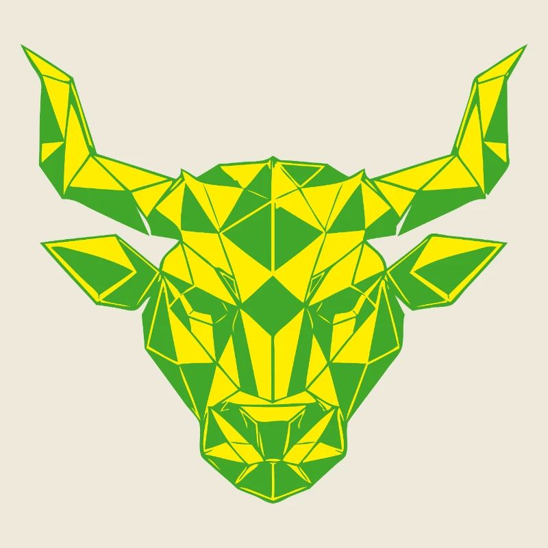 Geometric Taurus Head Yellow Green Zodiac Sign