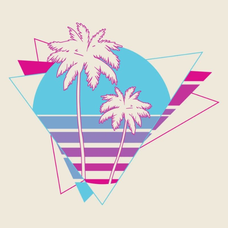 Neon Palm Trees Retro Scene