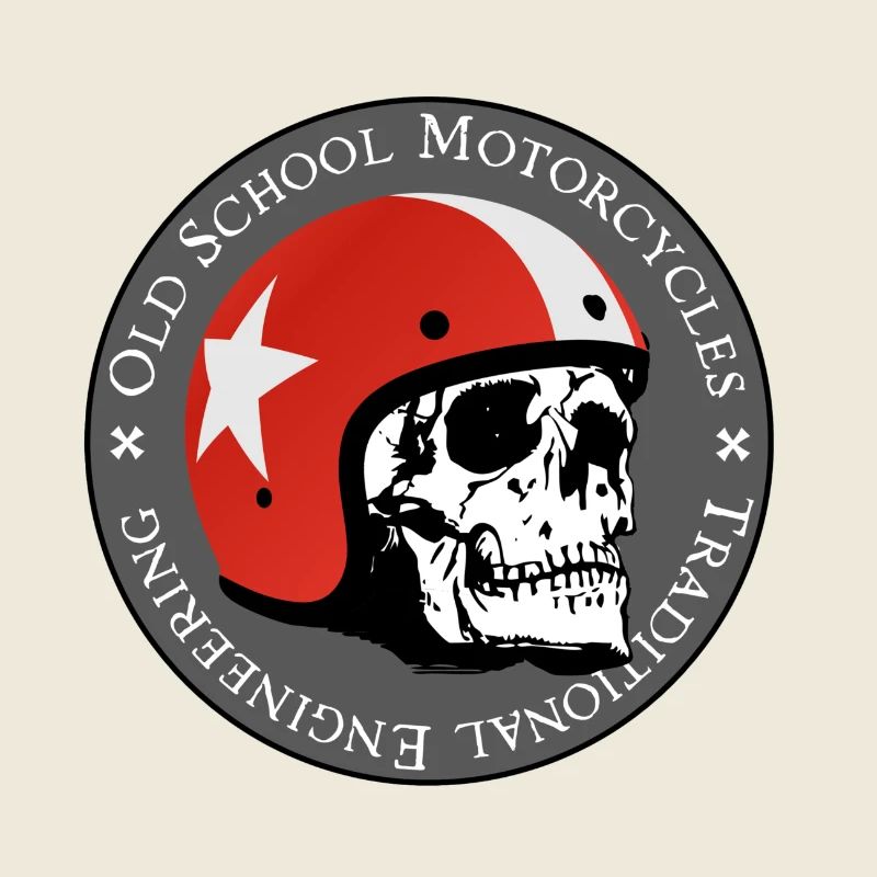 Old School Skull Moto Logo Casque Rouge