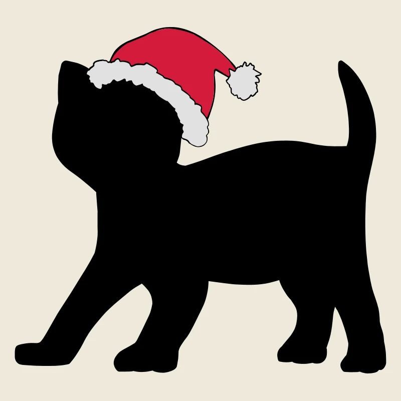 Chaton dans un chapeau de Noël.