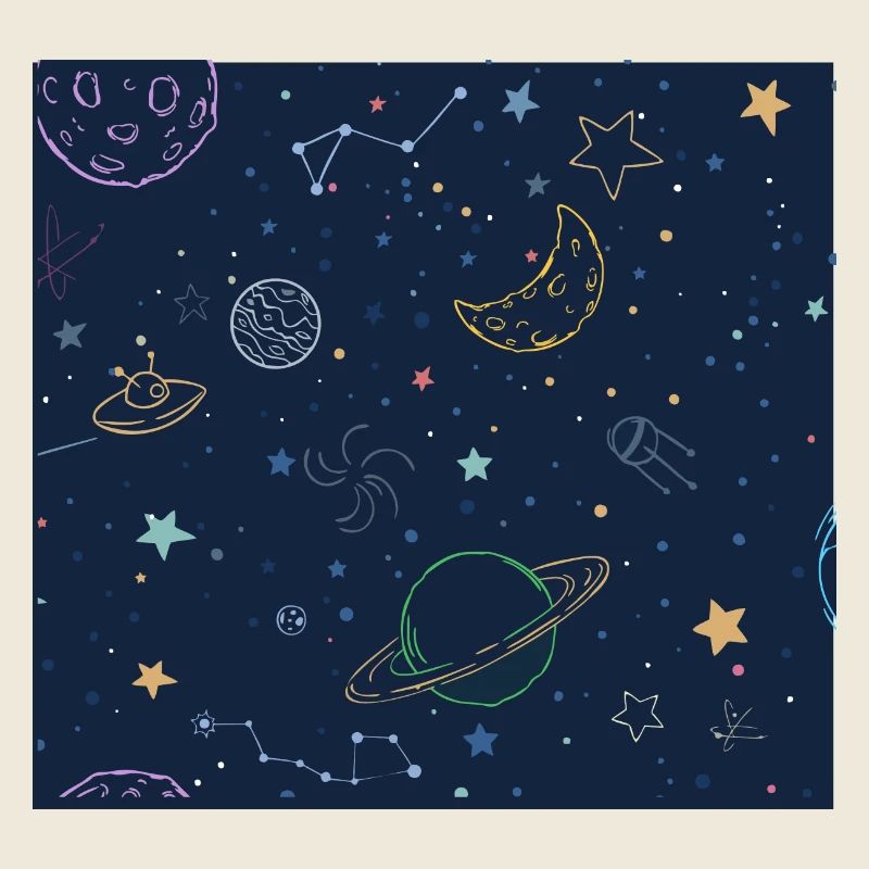 Cosmic jungle with planets and stars