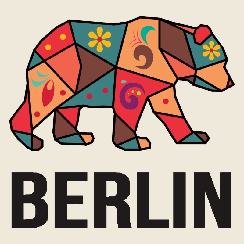 Geometric Berlin Bear Pattern - I love Berlin