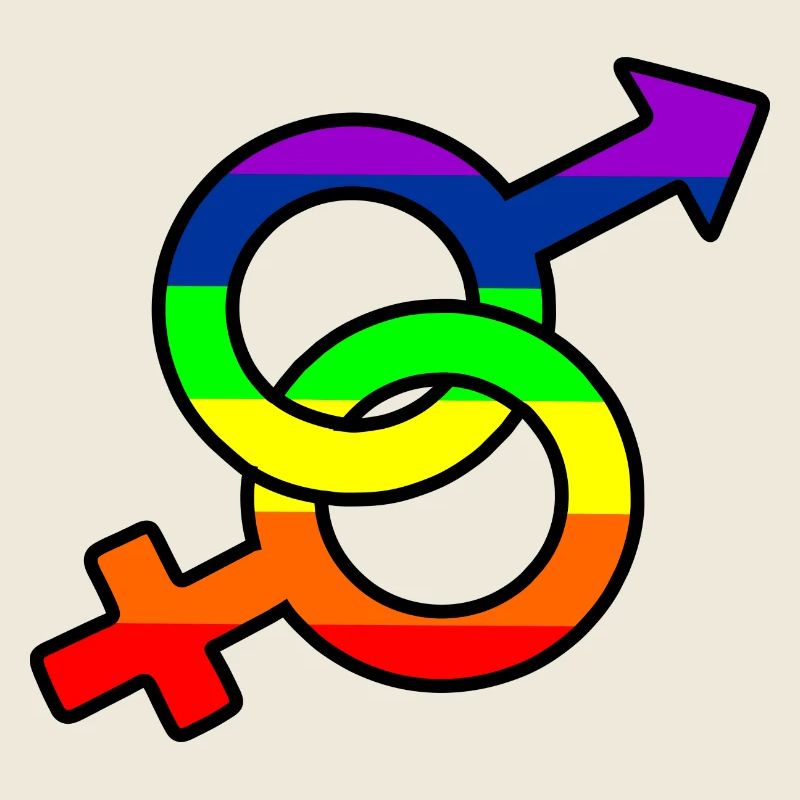 Gender hetero logo with rainbow