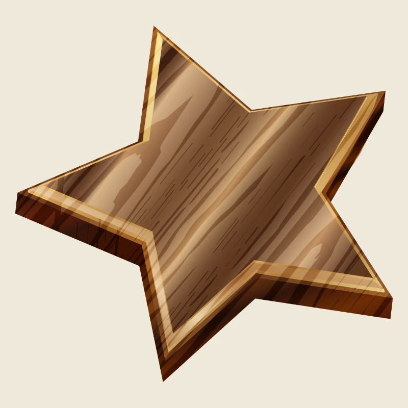 Stern in dunkler Holz Optik mit Maserung