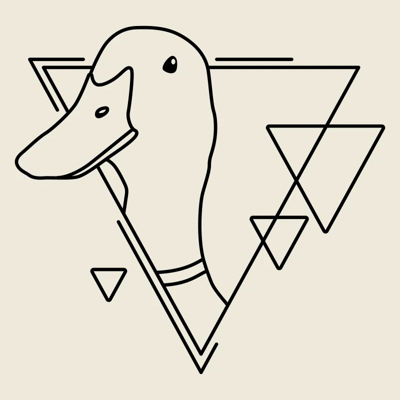 Duck in Geometric Shape - Line Art Design