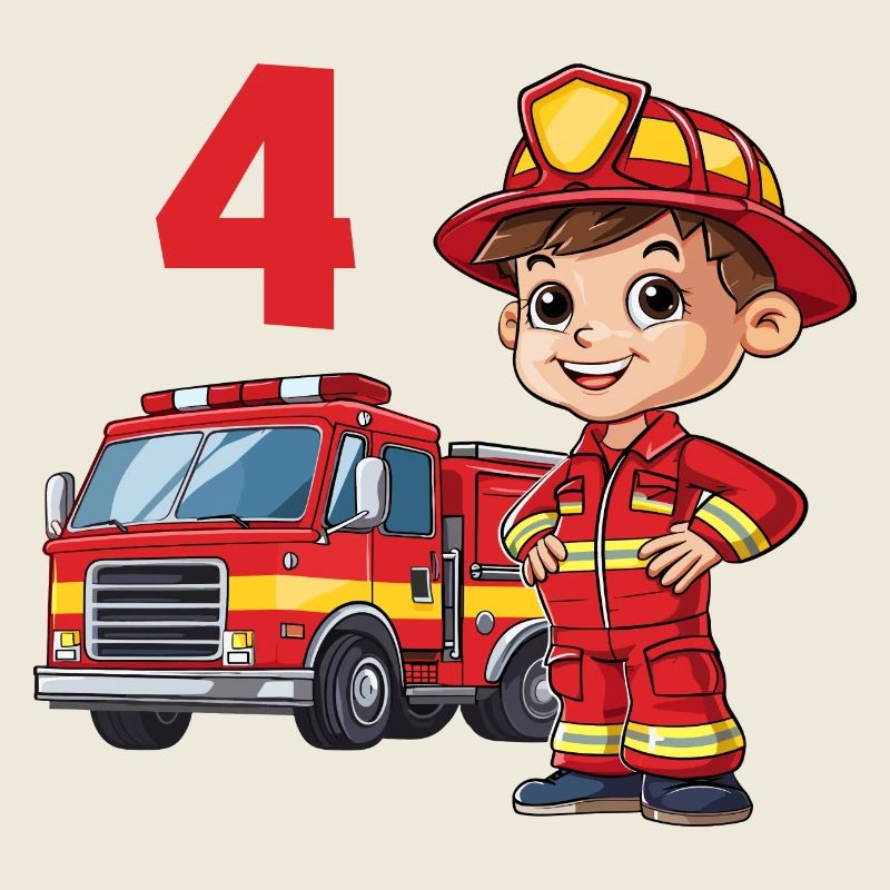 Pompier Camion de pompiers 4 Anniversaire Brigade de pompiers