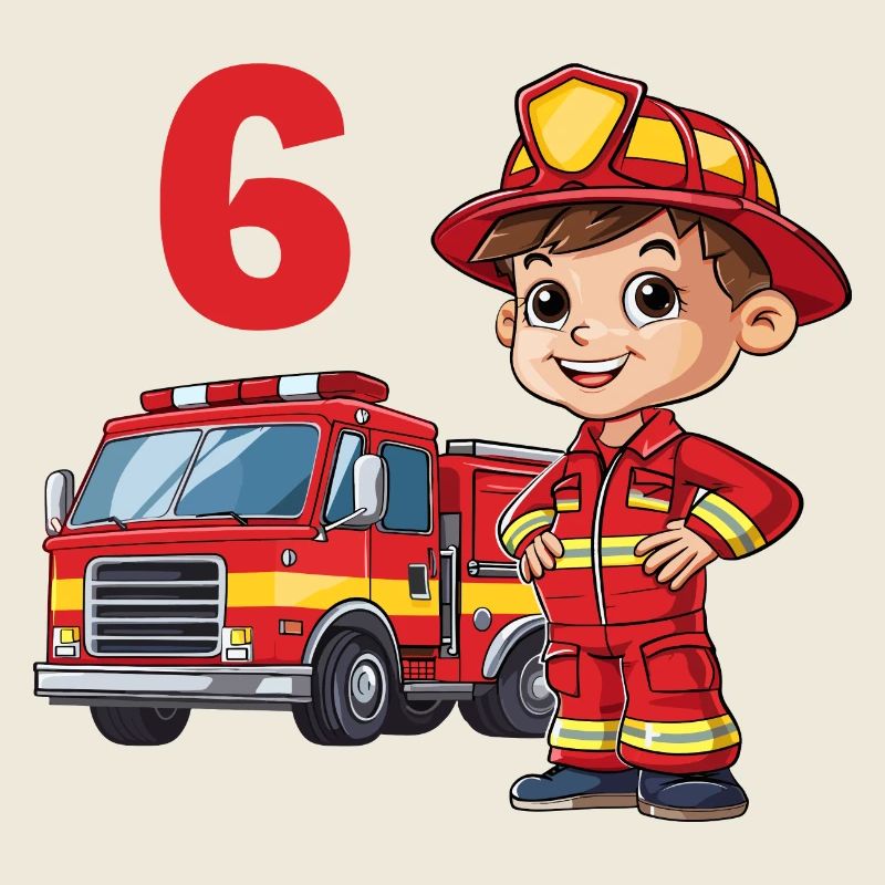 Fire Brigade 6 Birthday Fire Truck Firefighter