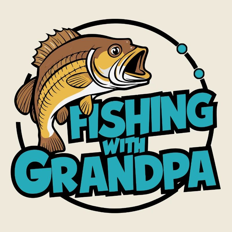Pêche avec grand-père avec un design de poisson coloré