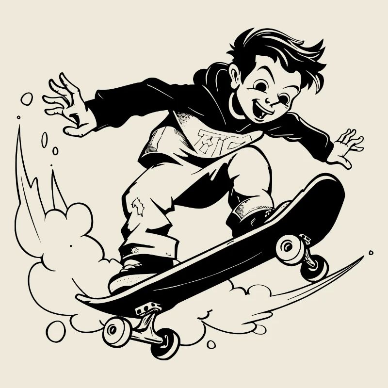 Cartoon Skateboarding Junge
