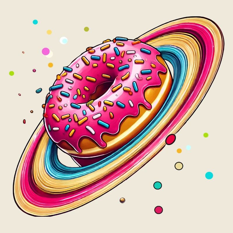 Un beignet avec des pépites colorées comme la planète Saturne