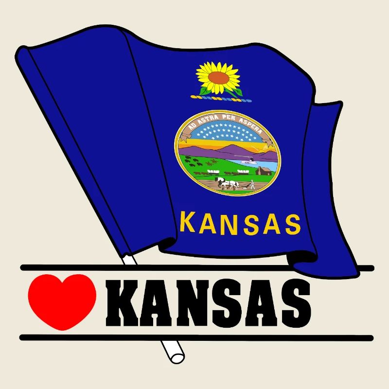 Drapeau Kansas coeur KANSAS
