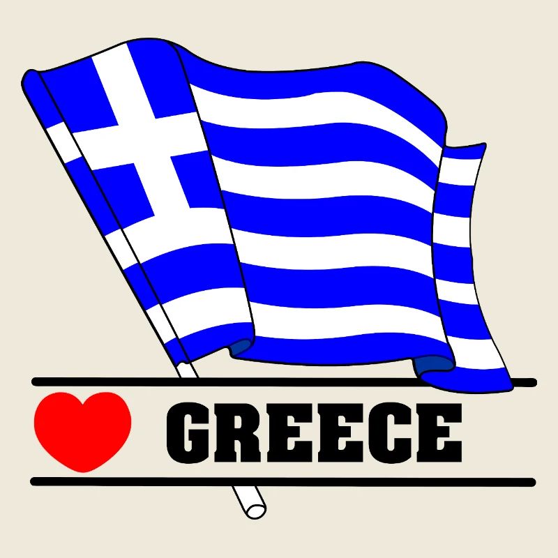Drapeau grec avec cœur – l’amour pour la Grèce