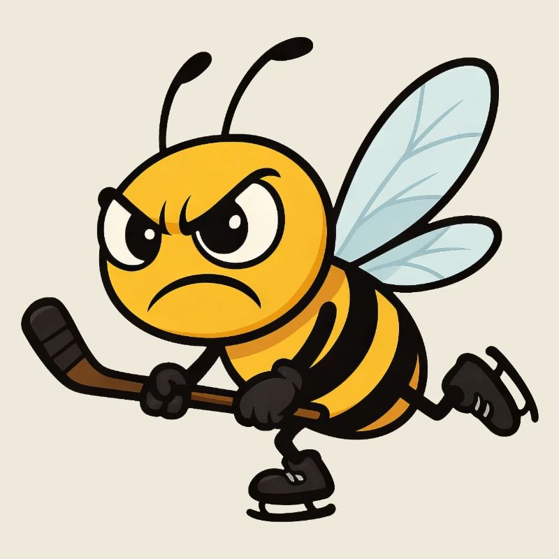 Grimmige Biene Eishockeyspieler Cartoon Cool