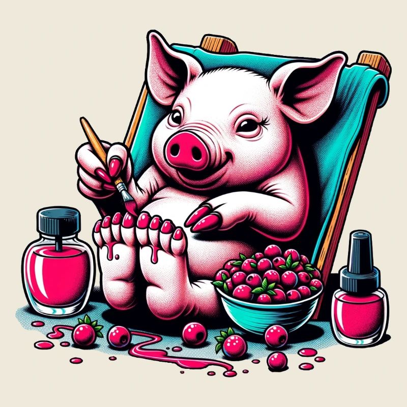 Piggy Pediküre mit Beerenrotlack