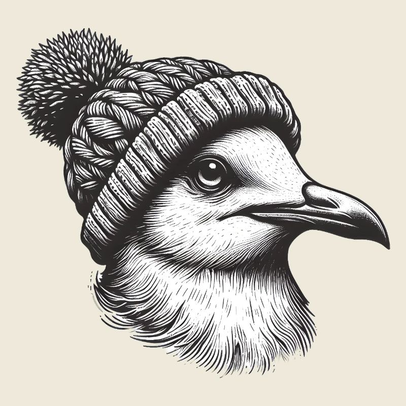 Mouette avec chapeau à pompon