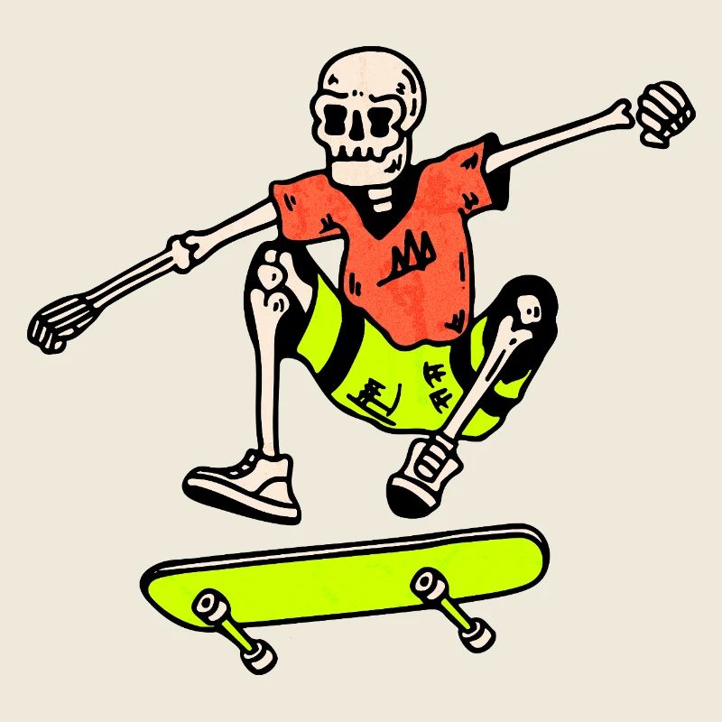 Neon Skate-Skelett – Ollie Retro 90er