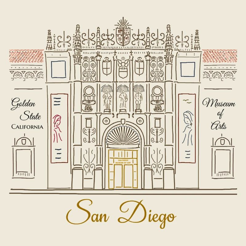 Illustration de San Diego, musée d'art dessiné à la main