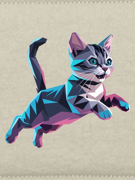 Kätzchen - Cooles Low-Poly-Logo